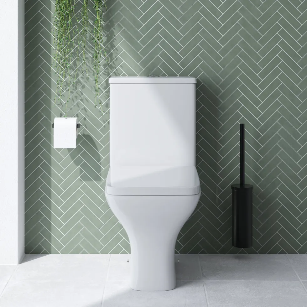 Erin Rimless Toilet & Vanity Unit Bathroom Set with Matt Black Handles