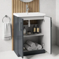 Erin Rimless Toilet & Vanity Unit Bathroom Set with Matt Black Handles