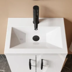 Erin Rimless Toilet & Vanity Unit Bathroom Suite Set with Matt Black Handles