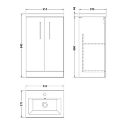 Erin Rimless Toilet & Vanity Unit Bathroom Suite Set with Matt Black Handles