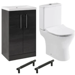 Erin Rimless Toilet & Vanity Unit Bathroom Suite Set with Matt Black Handles