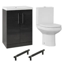 Erin Rimless Toilet & Vanity Unit Bathroom Suite with Matt Black Handles