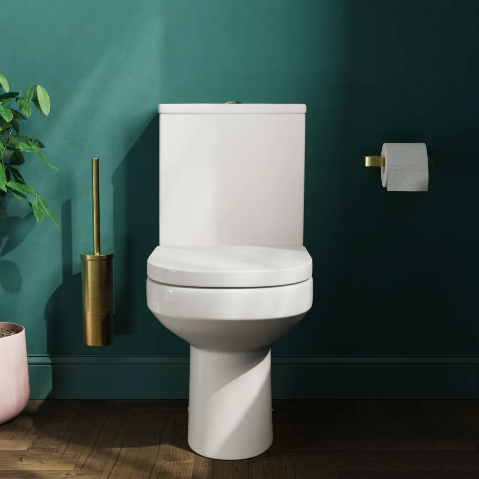Erin Rimless Toilet & Vanity Unit Bathroom Suite with Matt Black Handles
