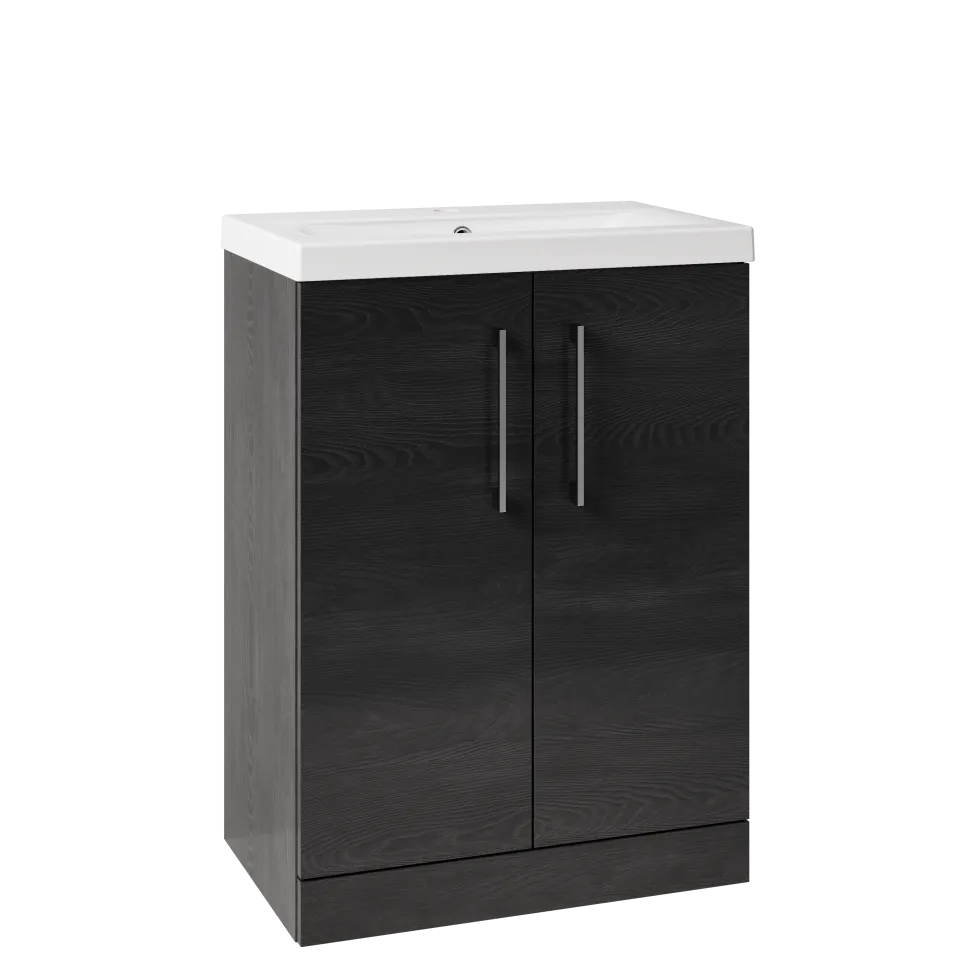 Erin Rimless Toilet & Vanity Unit Bathroom Suite with Matt Black Handles