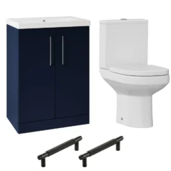Erin Rimless Toilet & Vanity Unit Bathroom Suite with Matt Black Handles