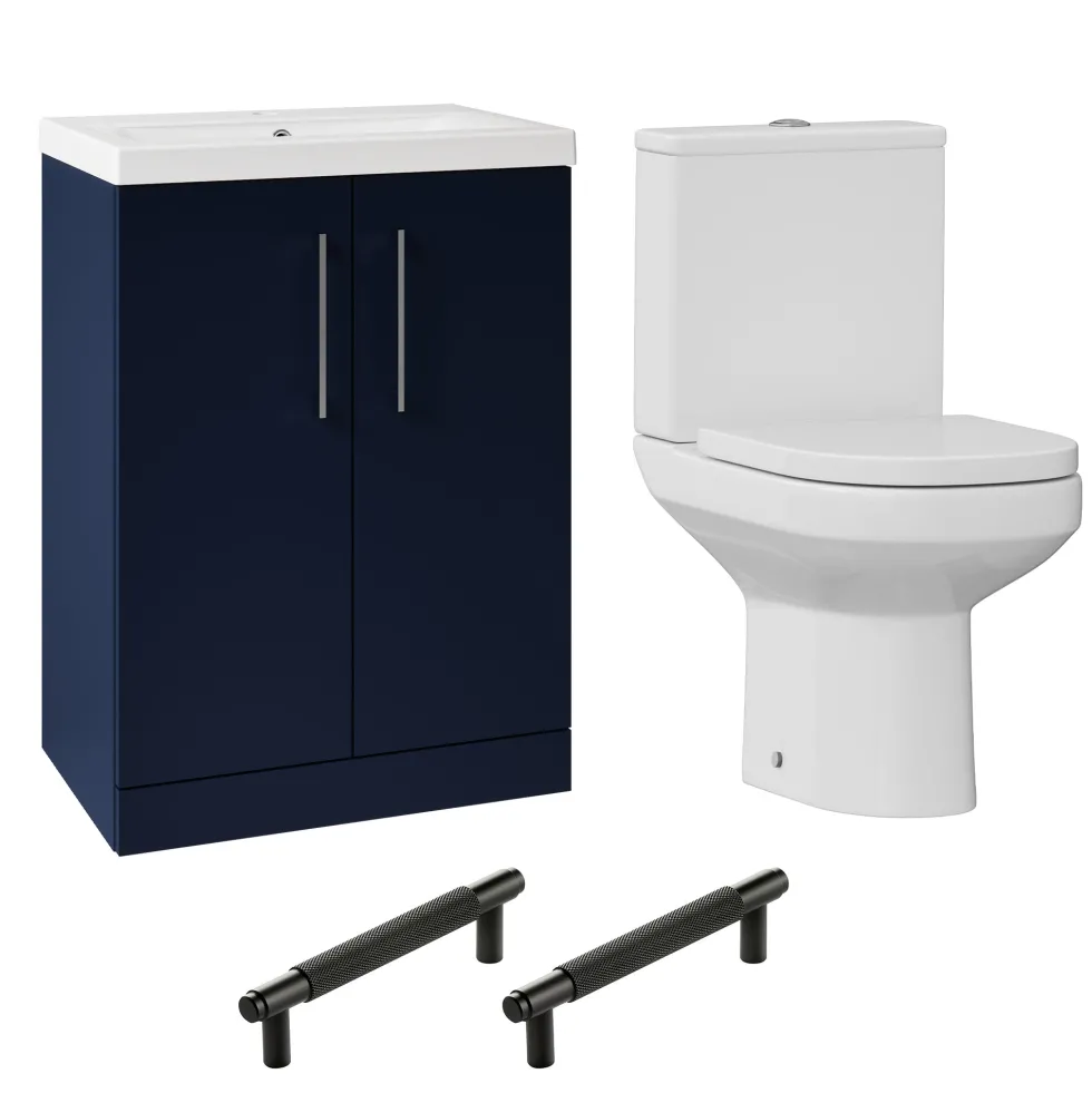 Erin Rimless Toilet & Vanity Unit Bathroom Suite with Matt Black Handles
