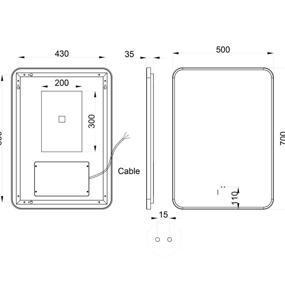 Finn LED Illuminated Framed Mirror with Demister Pad & Colour Change Lights - 500 x 700mm