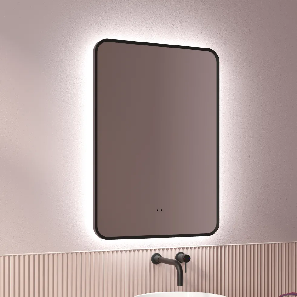 Finn LED Illuminated Framed Mirror with Demister Pad & Colour Change Lights - 500 x 700mm