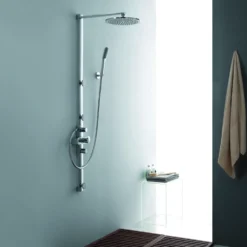 Flova Allore Thermostatic Shower Column with Handset, Body Jets & Overhead Shower
