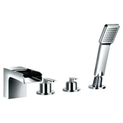 Flova Cascade 4 Hole Deck Mounted Waterfall Bath Shower Mixer with Pull Out Handset