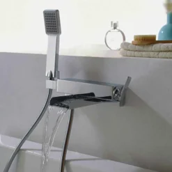 Flova Cascade Wall Mounted Waterfall Bath Shower Mixer with Handset Kit