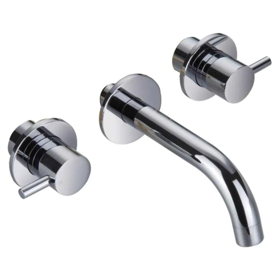 Flova Levo Concealed 3 Hole Wall Mounted Basin Mixer with Clicker Waste