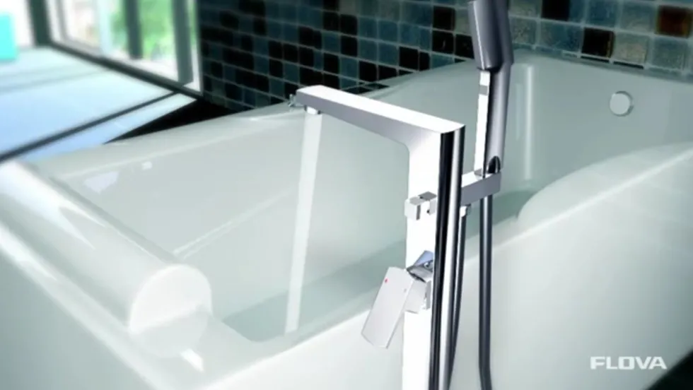 Flova Levo Floor Standing Bath Shower Mixer with Handset Kit