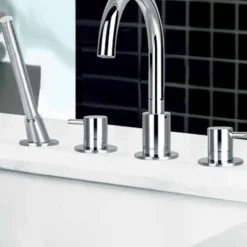Flova Levo 4 Hole Deck Mounted Bath Shower Mixer with Pull Out Handset