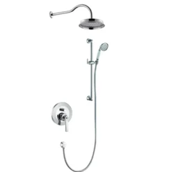 Flova Liberty Concealed Manual Mixer Valve with Overhead Shower & Slide Rail Kit - Chrome