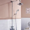 Flova Liberty Exposed Thermostatic Shower Column with Overhead Rainshower & Handset Kit - Chrome