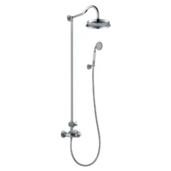 Flova Liberty Exposed Thermostatic Shower Column with Overhead Rainshower & Handset Kit - Chrome