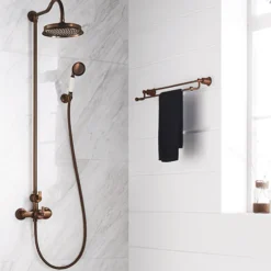 Flova Liberty Exposed Thermostatic Shower Column with Overhead Rainshower & Handset Kit - Oil Rubbed Bronze
