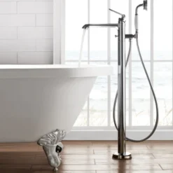 Flova Liberty Floor Standing Bath Shower Mixer with Handset Kit - Chrome