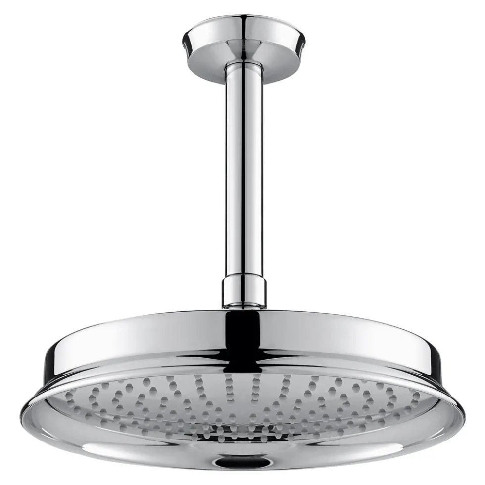 Flova Liberty 225mm Ceiling Mounted Rainshower Head & Arm - Chrome