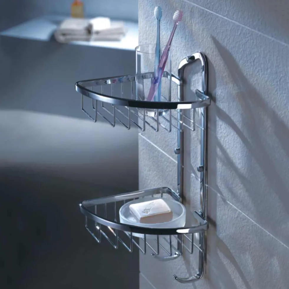 Flova Solid Brass Double Basket with Hooks