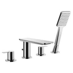 Flova Spring 4 Hole Deck Mounted Bath Shower Mixer with Pull Out Handset