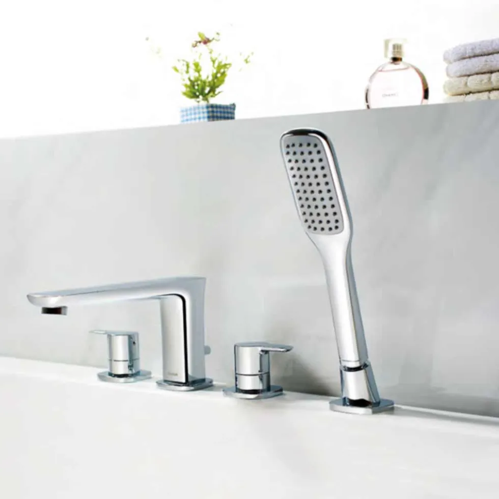 Flova Urban 4 Hole Deck Mounted Bath Shower Mixer with Pull Out Handset