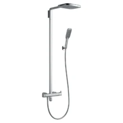 Flova Urban Thermostatic Shower Column with Handset & Dual Function Overhead Shower