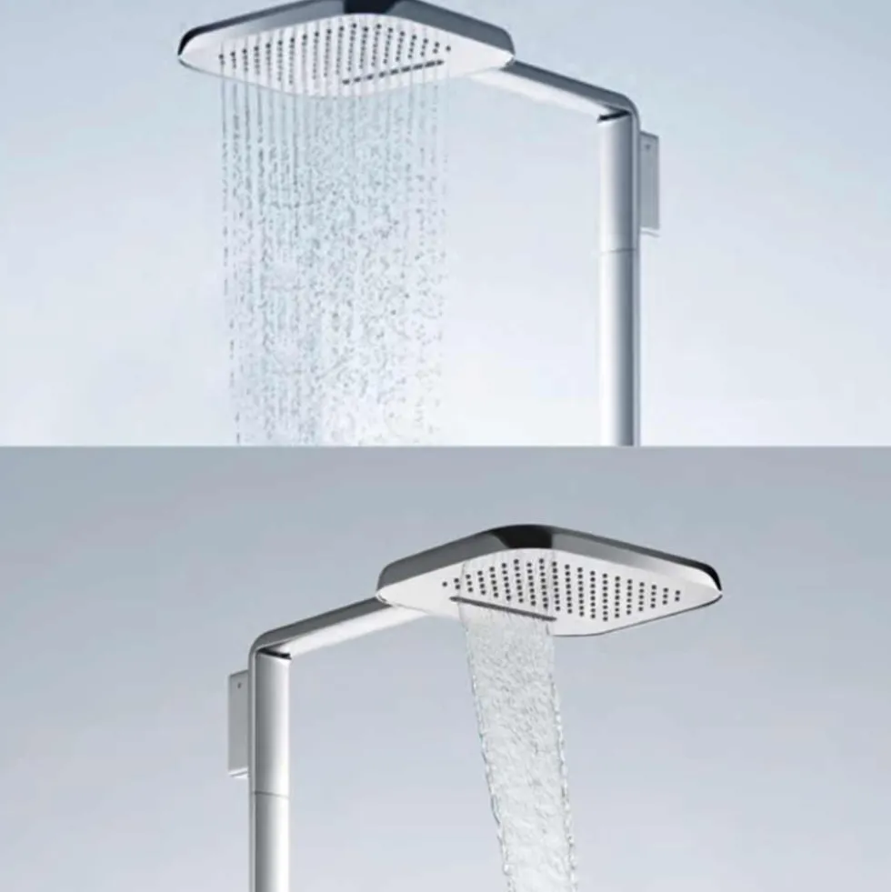 Flova Urban Thermostatic Shower Column with Handset & Dual Function Overhead Shower