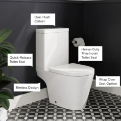 Freddie Matt Black Reinforced Shower Bath Suite with Rimless Toilet