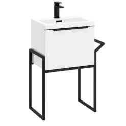 Freddie 500mm Wall Hung Vanity Unit & Basin with Matt Black Frame