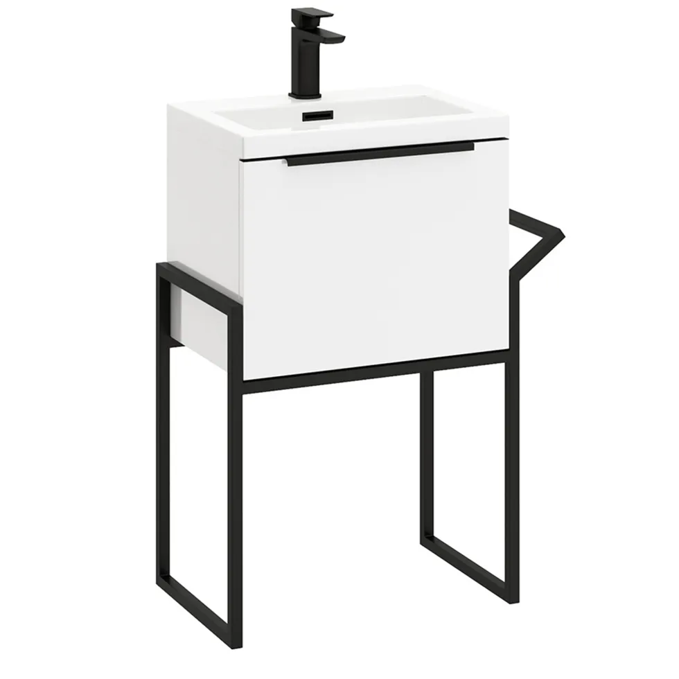 Freddie 500mm Wall Hung Vanity Unit & Basin with Matt Black Frame