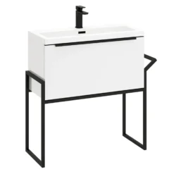Freddie 800mm Wall Hung Vanity Unit & Basin with Matt Black Frame