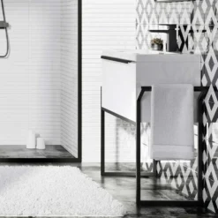 Freddie 800mm Wall Hung Vanity Unit & Basin with Matt Black Frame