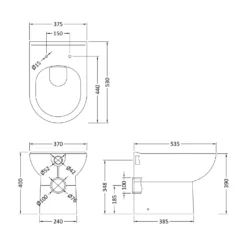 Freddie Reinforced Shower Bath Suite with Back to Wall Toilet