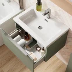 Freddie Rimless Toilet & Vanity Unit Bathroom Suite with Matt Black Handles