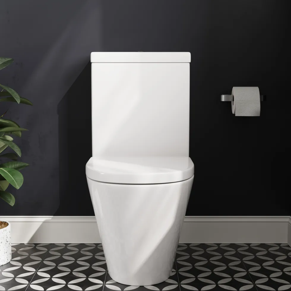 Freddie Rimless Toilet & Vanity Unit Bathroom Suite with Matt Black Handles