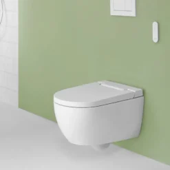Geberit AquaClean Alba Rimless Wall Hung Smart Toilet with Wrap Over Soft Close Seat & Remote Control