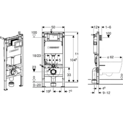 Geberit Duofix 1120mm Concealed Frame & Alpha Cistern with Chrome Dual Flush Plate