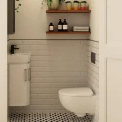 Geberit Selnova 450mm Wall Mounted Gloss White Compact Corner Vanity Unit & Basin