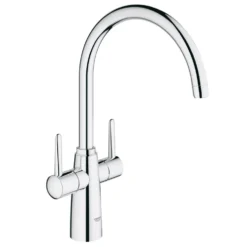 Grohe Ambi Contemporary Twin Lever Mono Sink Mixer with Swivel Spout - Chrome
