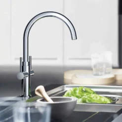 Grohe Ambi Cosmopolitan Twin Lever Mono Sink Mixer with Swivel Spout