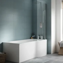 Harbour Acclaim Complete Bathroom Suite with 1700mm P Shape Shower Bath & Rimless Toilet