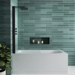 Harbour Acclaim Complete Matt Black Bathroom Suite with Shower Bath & Rimless Toilet