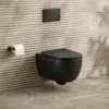Harbour Acclaim Rimless Round Wall Hung Toilet & Slim Soft Close Seat - Matt Black
