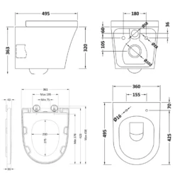 Harbour Acclaim Rimless Short Projection Wall Hung Toilet & Soft Close Seat