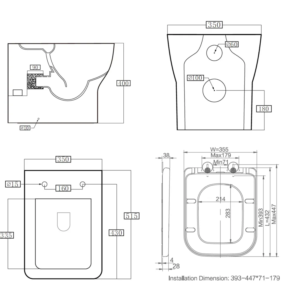 Harbour Alchemy Rimless Back to Wall Toilet & Soft Close Seat