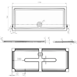 Harbour Anti Slip Gel Coated Stone Resin Rectangular Shower Tray - 14 Sizes
