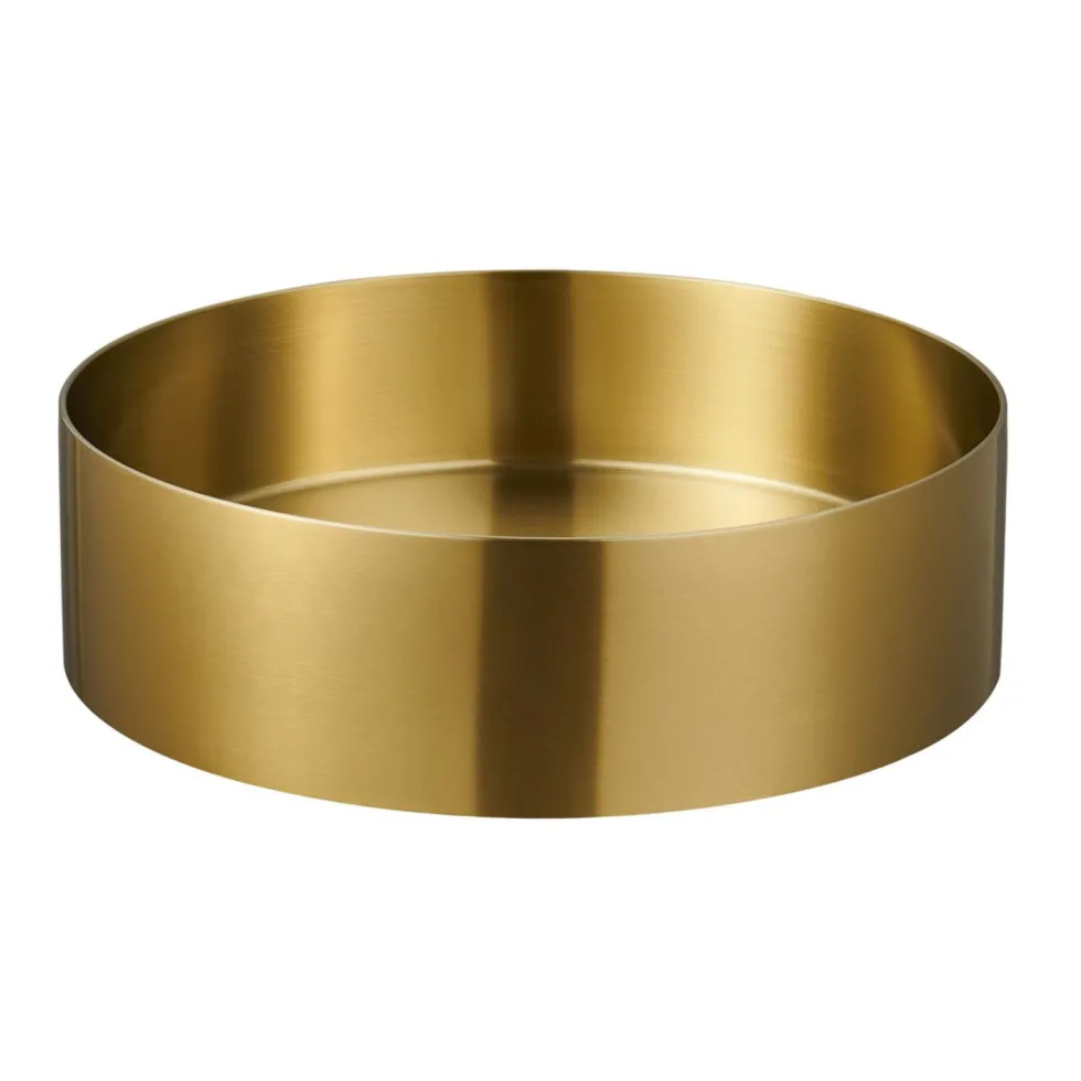 Harbour Brushed Brass Round PVD Countertop Basin with Waste - 377mm