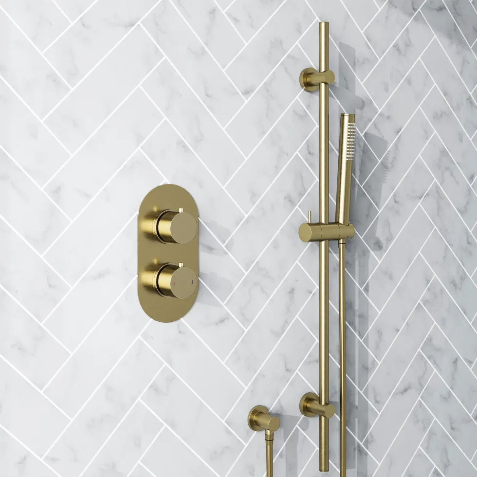 Harbour Clarity Brushed Brass Concealed Shower Valve & Slide Rail Shower Kit